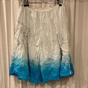 Style&Co L Blue and White Ombré Floral Knee Length Skirt